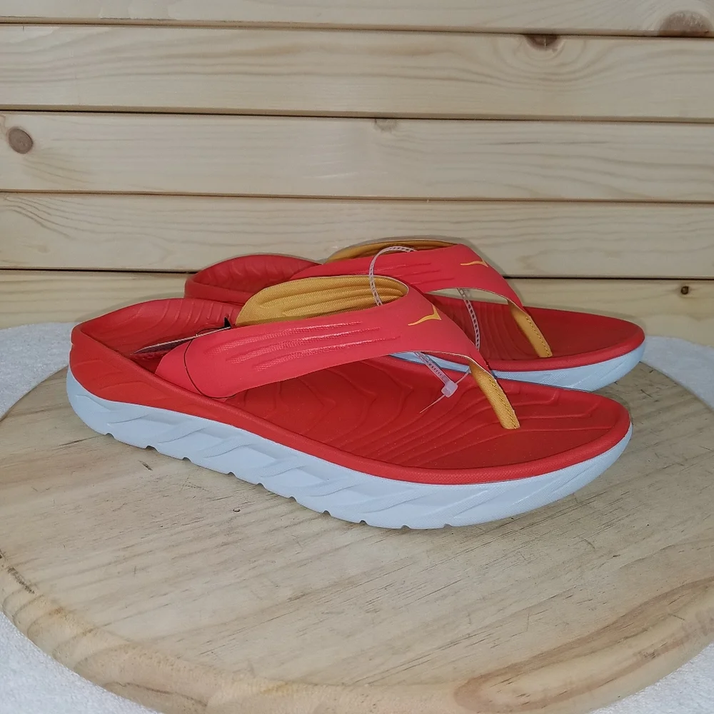 Hoka One One Ora Recovery Flip Flops Men's 14 US Fiesta Amber Yellow NEW